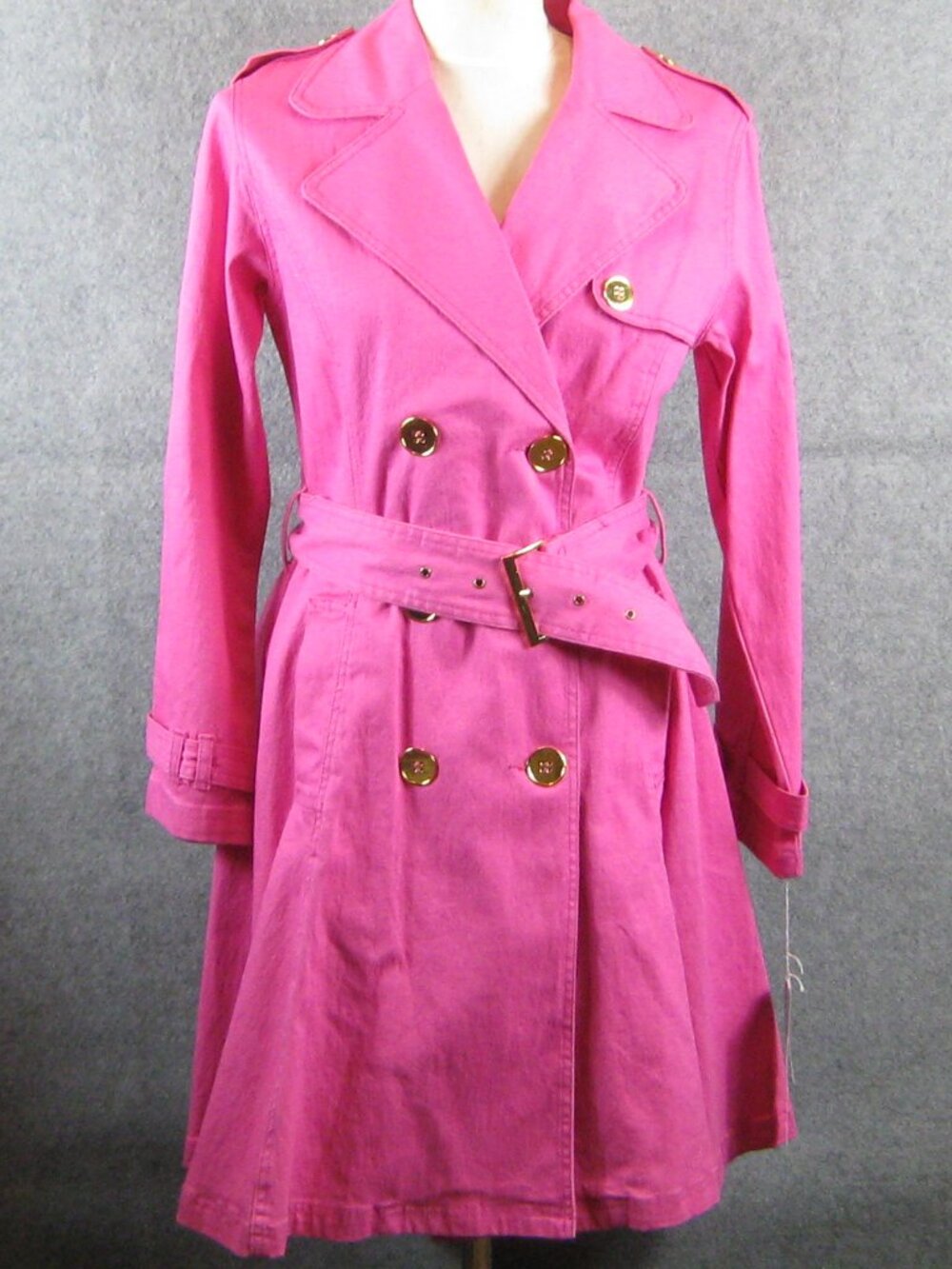 DG2 Diane Gilman Denim Trench Jacket Coat XS Pink - Picture 1 of 4